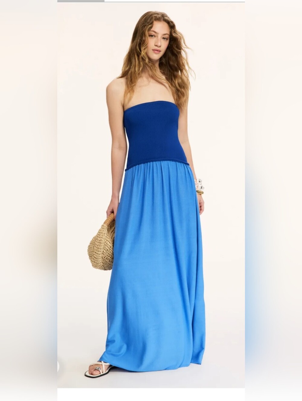 Solid & Striped HOT ITEM! Strapless Soglio Dress in Maritime Blue/Marina Blue. M